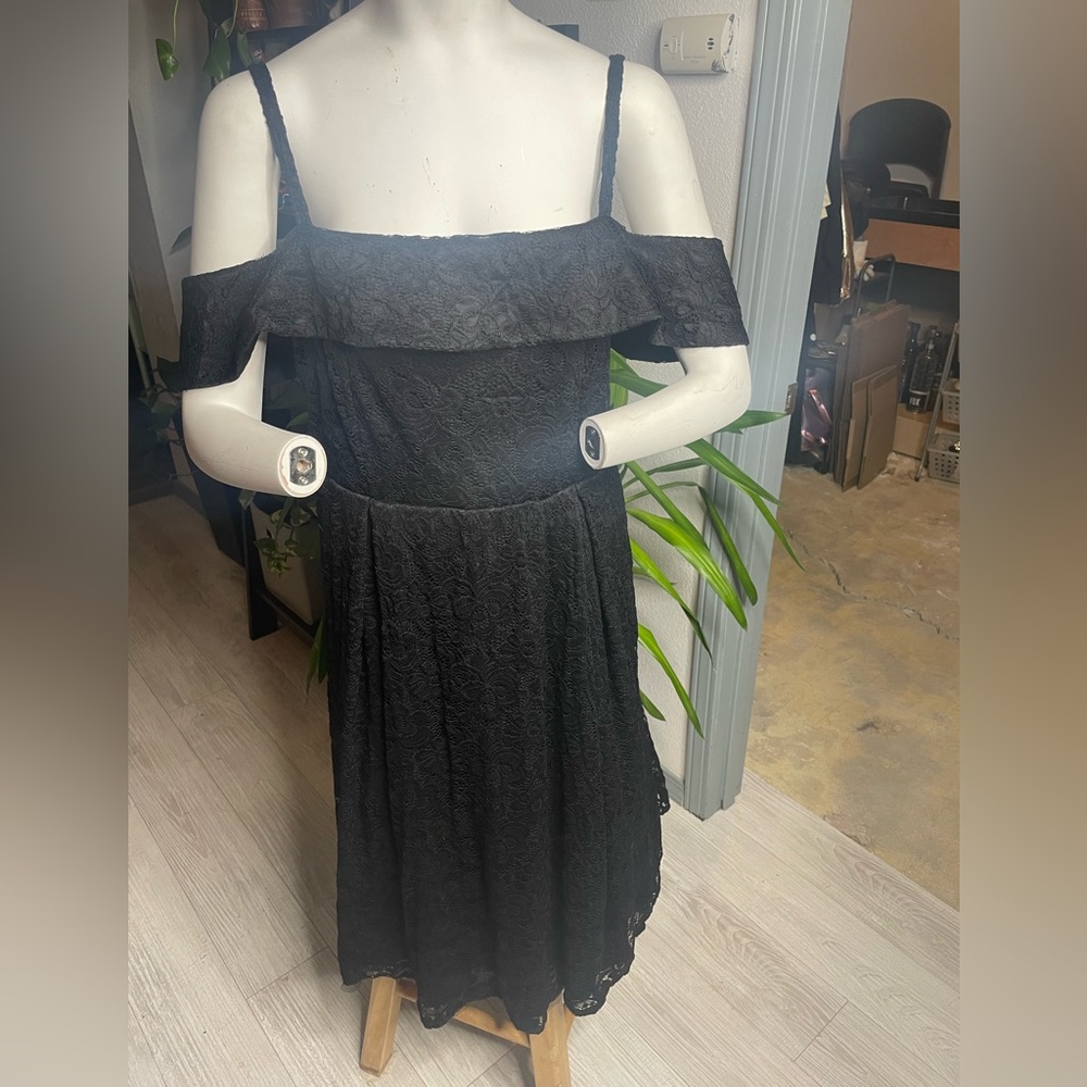 Lacy black off the shoulder dress